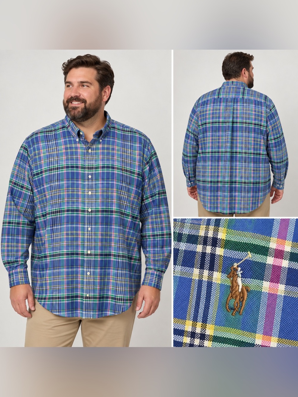 Ralph Lauren Men's Plaid Cotton Button Down Size 3XLT